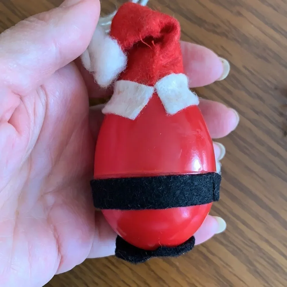 2‎ Kitschy Vtg handmade Santa Claus Christmas tree ornaments